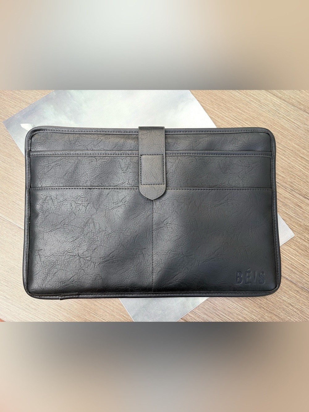 BEIS Laptop Sleeve Padded Faux Leather In Black
